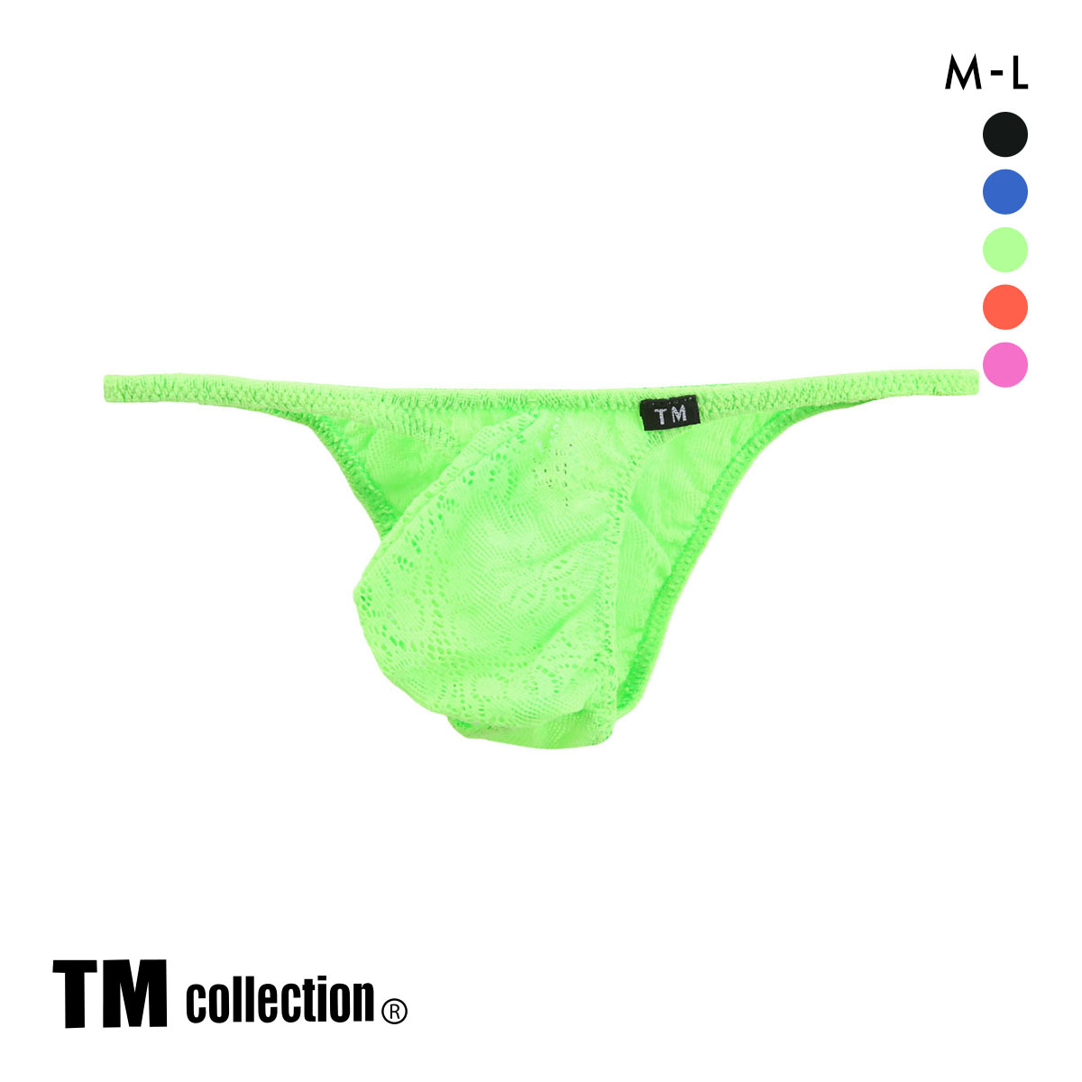 ティーエム コレクション Soft woolly lace もっこりシャープ ハーフバック ML メンズ 前とじ ビキニ 日本製 TM collection(GR-グリーン-M)