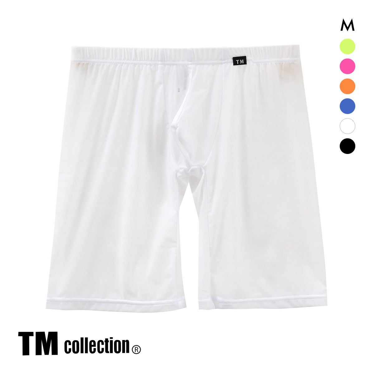 ティーエム コレクション Clearskin ハーフスパッツ M 透け メンズ インナー ロングボクサー セクシー 前閉じ TM collection(WH-ホワイト-M)