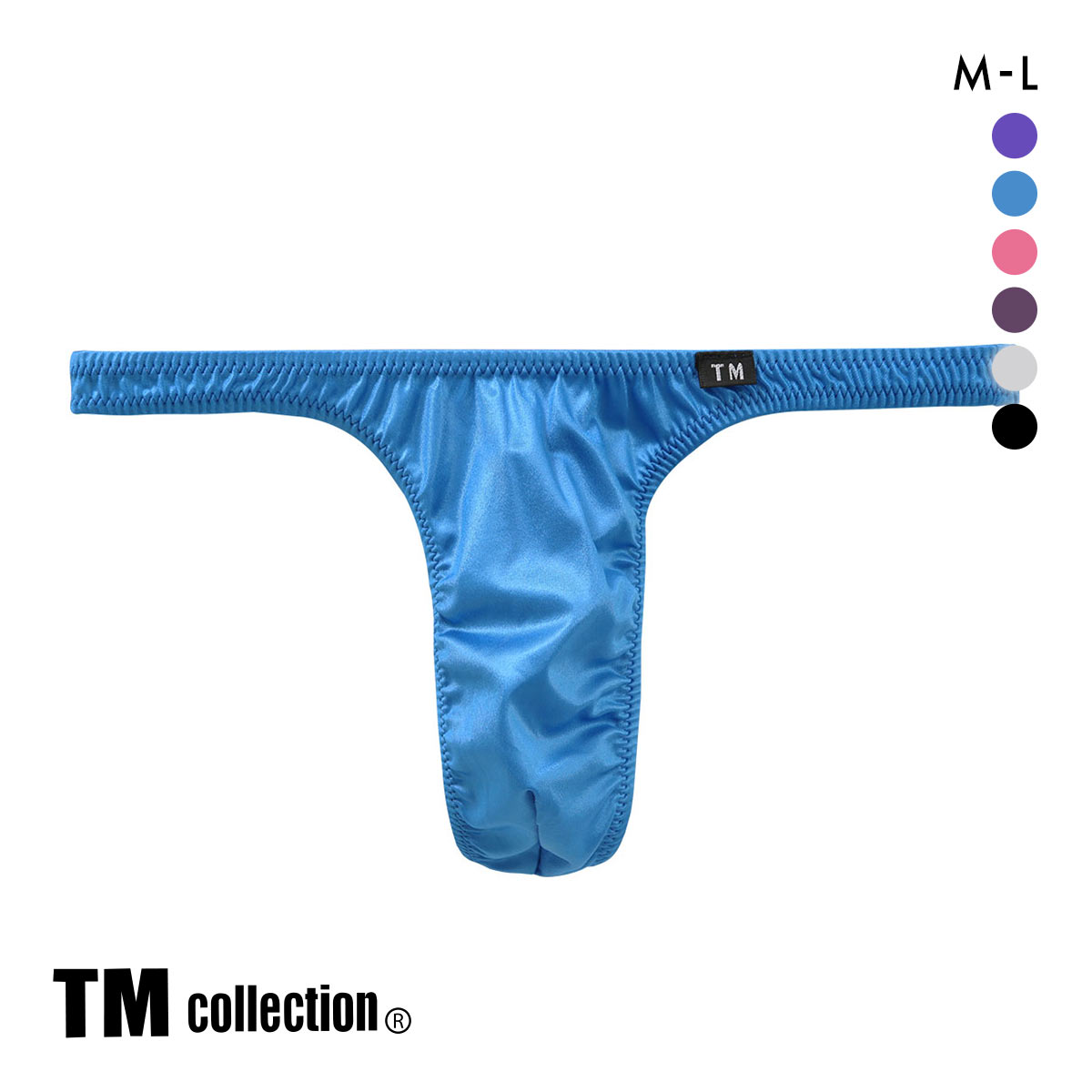 ティーエム コレクション YKS ハイレグ 股下細め Tバック M L メンズ ビキニ タンガ ソング セクシー 前閉じ(BU-ブルー-M)