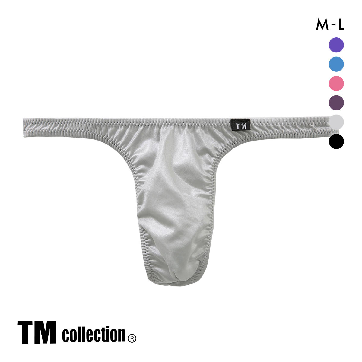 ティーエム コレクション YKS ハイレグ 股下細め Tバック M L メンズ ビキニ タンガ ソング セクシー 前閉じ(SL-シルバー-M)