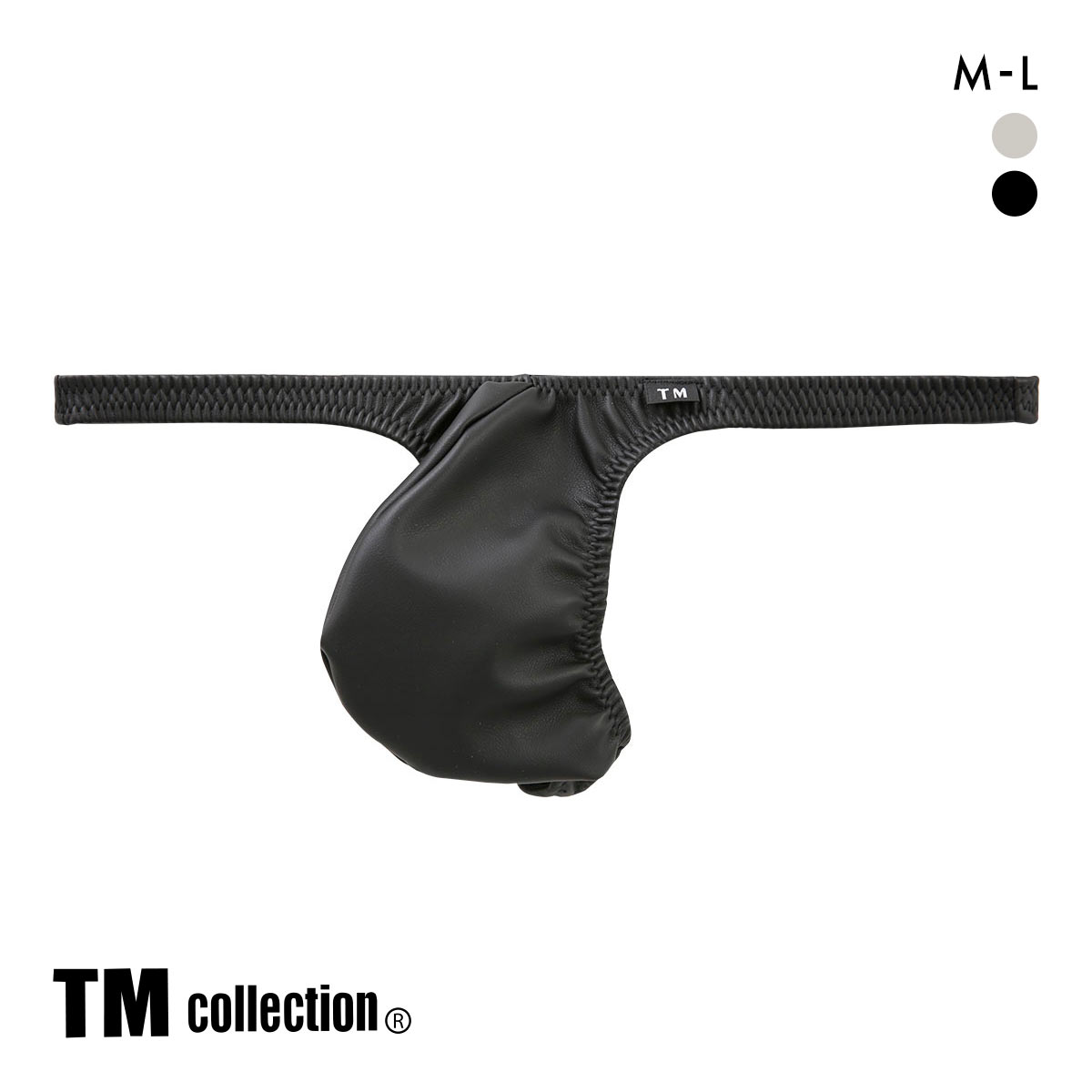 ティーエム コレクション Synthetic leather ハイレッグバルジ Tバック ビキニ M L メンズ Bulge タンガ ソング セクシー 前閉じ(BK-ブラック-M)