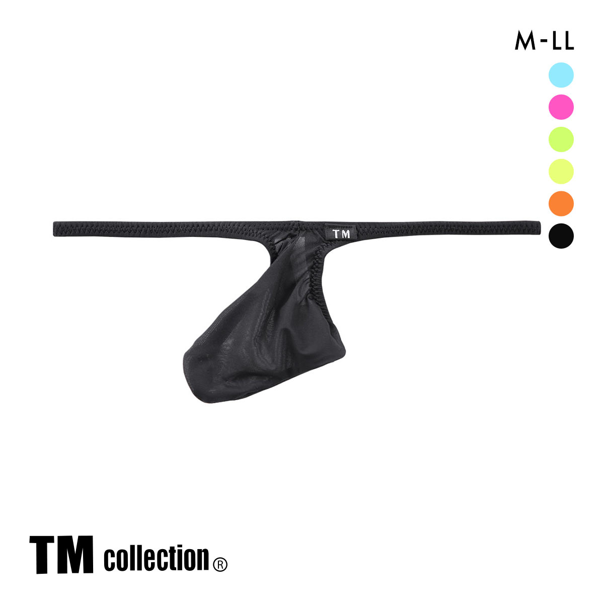 ティーエム コレクション Clearskin JUST IMPACT 2 Tバック M L LL 透け メンズ ビキニ ブリーフ セクシー 前閉じ TM collection(BK-ブラック-M)