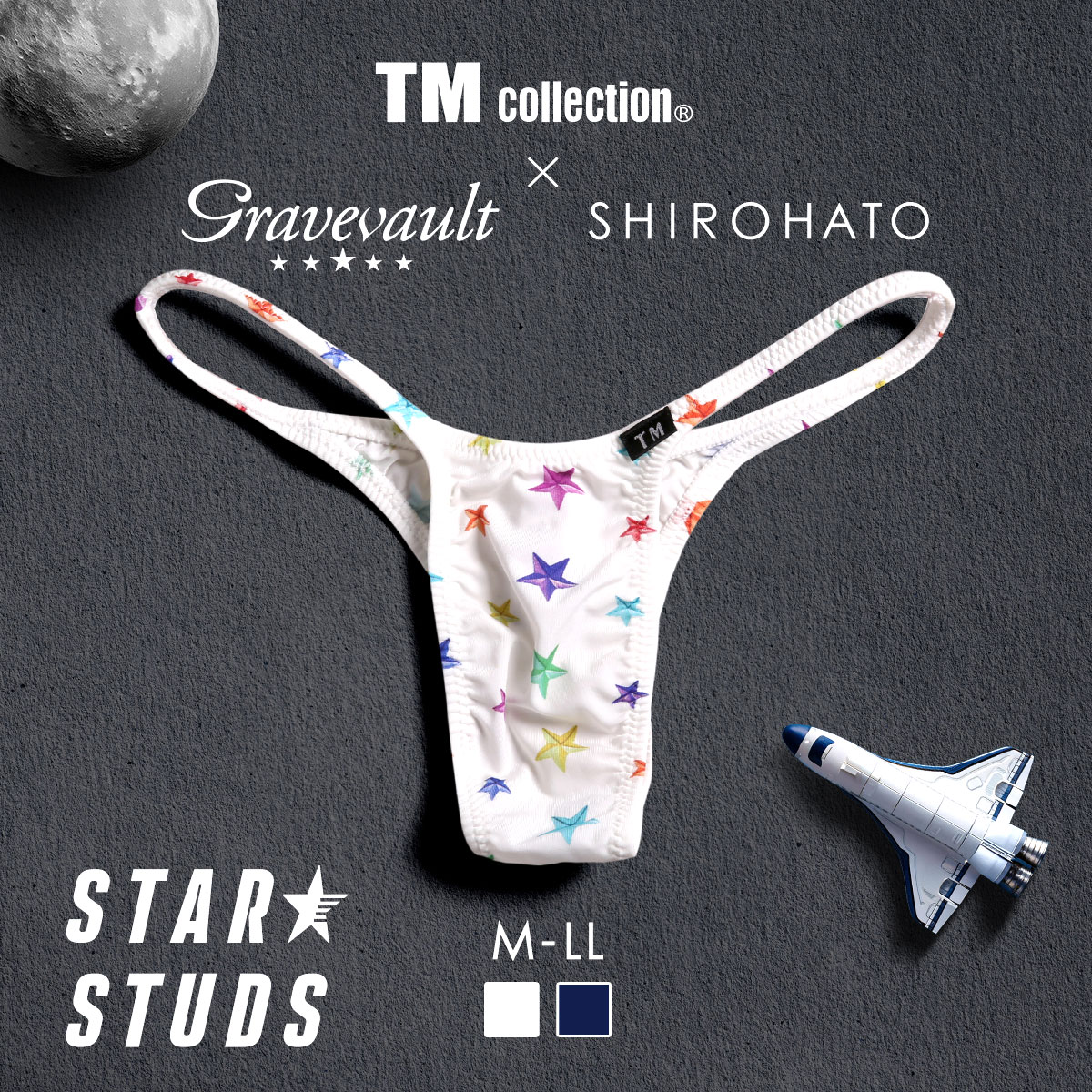 ティーエムコレクション TM collection×Gravevault×SHIROHATO トリプルコラボ STAR STUDS ハギ無しシャープ ビキニ(WH-ホワイト-M)