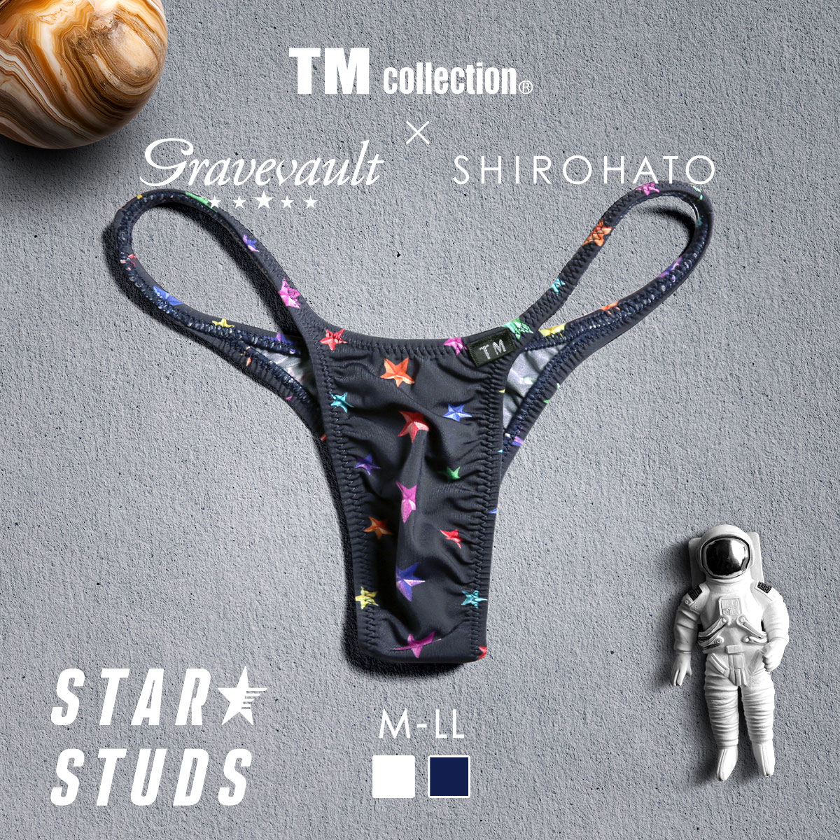 ティーエムコレクション TM collection×Gravevault×SHIROHATO トリプルコラボ STAR STUDS ハギ無しシャープ ビキニ(NV-ネイビー-M)