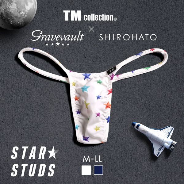 ティーエムコレクション TM collection×Gravevault×SHIROHATO トリプルコラボ STAR STUDS ハギ無しシャープ Tバック(WH-ホワイト-M)