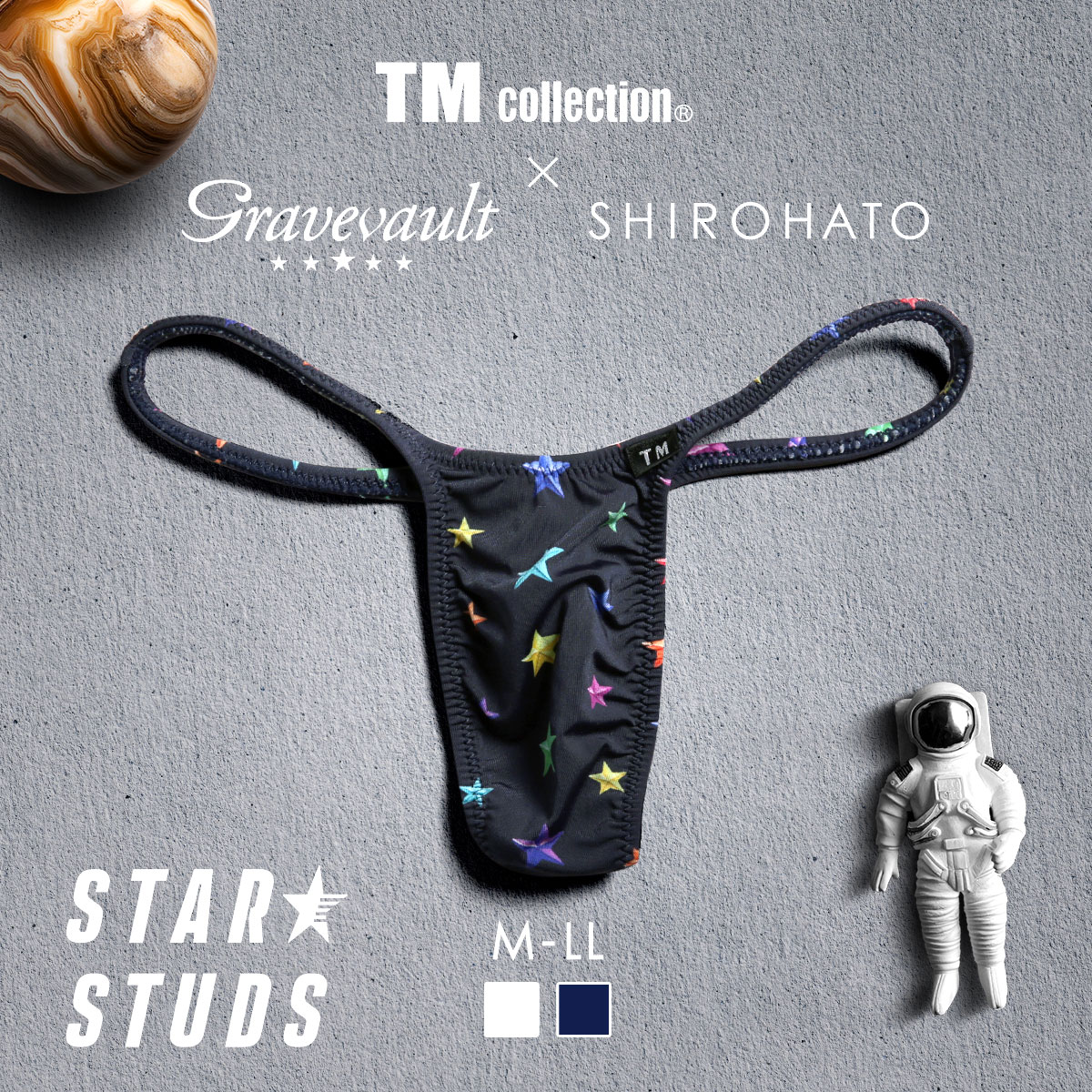 ティーエムコレクション TM collection×Gravevault×SHIROHATO トリプルコラボ STAR STUDS ハギ無しシャープ Tバック(NV-ネイビー-M)