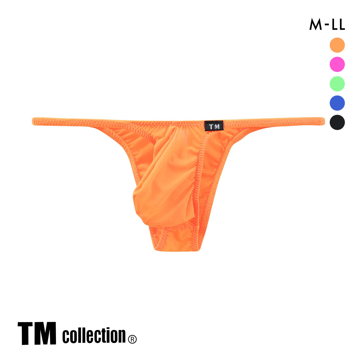ティーエム コレクション Clearskin もっこりシャープ highrise ハーフバック M L LL 透け メンズ ビキニ ブリーフ セクシー 前閉じ(OR-オレンジ-M)