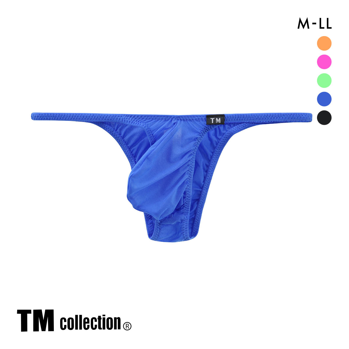 ティーエム コレクション Clearskin もっこりシャープ highrise ハーフバック M L LL 透け メンズ ビキニ ブリーフ セクシー 前閉じ(BU-ブルー-M)