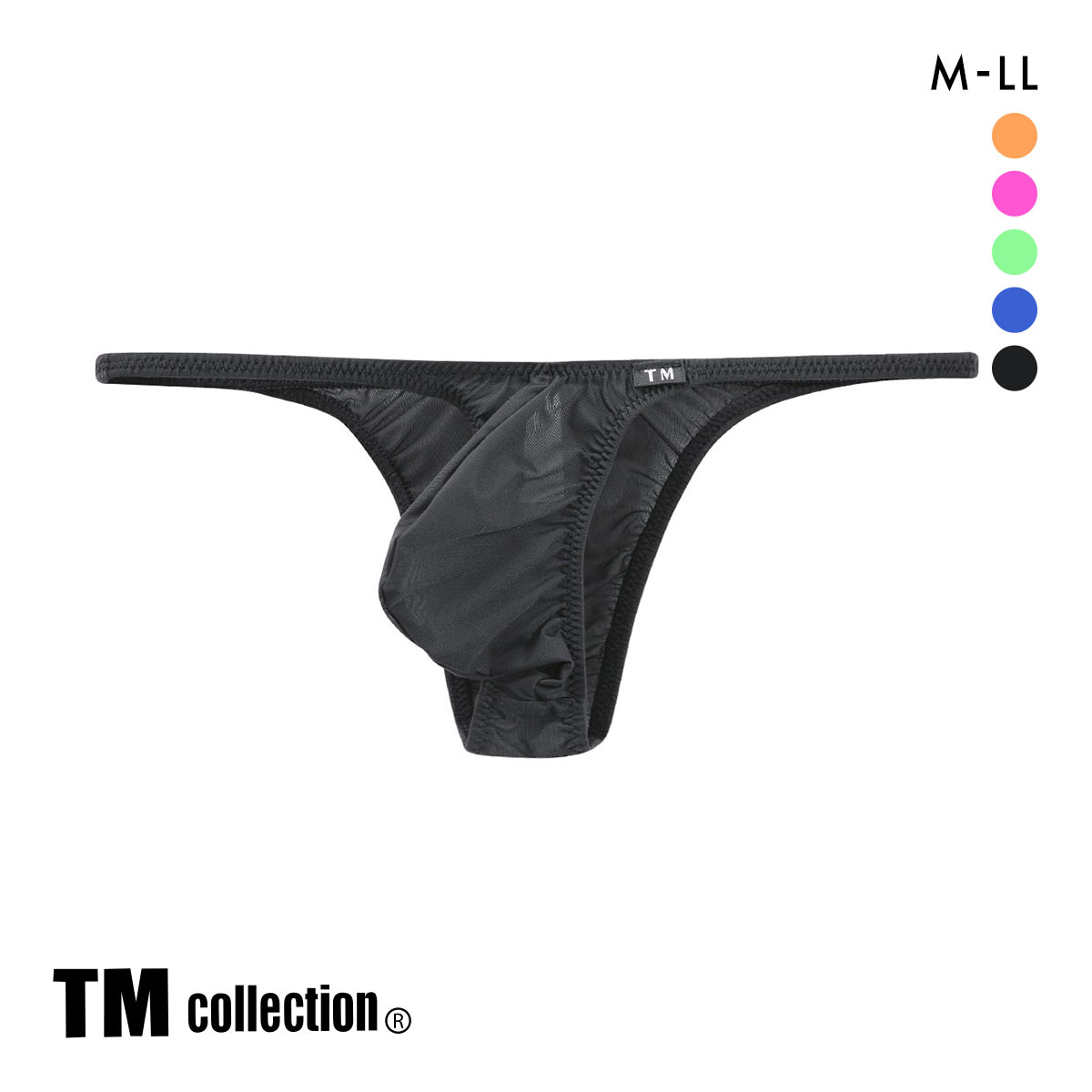 ティーエム コレクション Clearskin もっこりシャープ highrise ハーフバック M L LL 透け メンズ ビキニ ブリーフ セクシー 前閉じ(BK-ブラック-M)