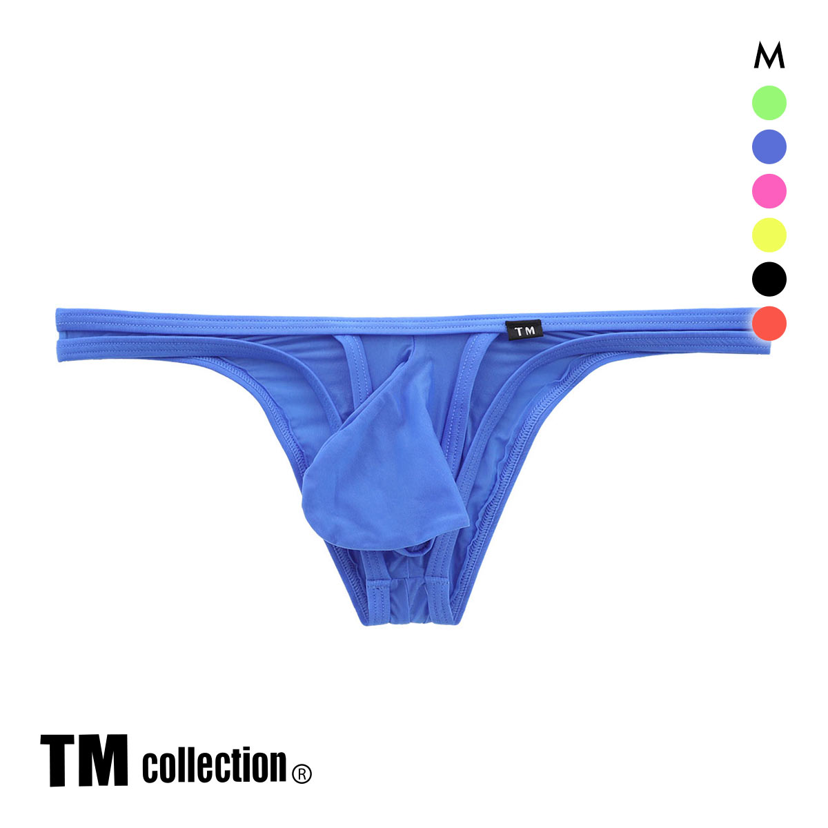 ティーエム コレクション Clearskin MAX Bulge カップぷっくり ビキニ M 透け メンズ バルジ ハーフバック ブリーフ セクシー 前閉じ(BU-ブルー-M)