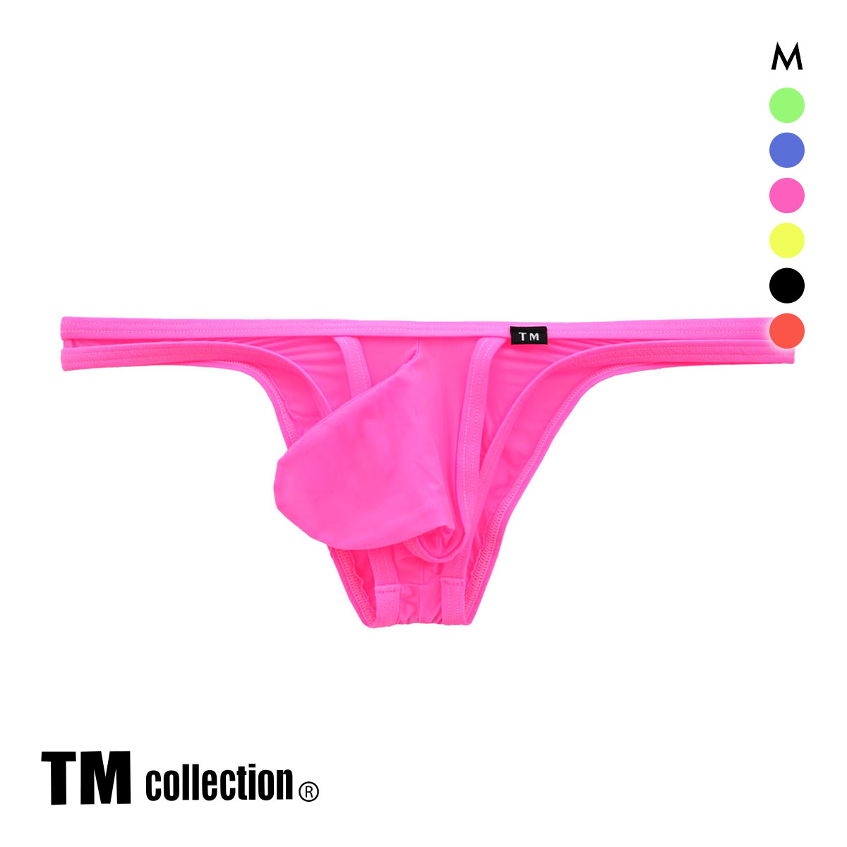 ティーエム コレクション Clearskin MAX Bulge カップぷっくり ビキニ M 透け メンズ バルジ ハーフバック ブリーフ セクシー 前閉じ(PI-ピンク-M)