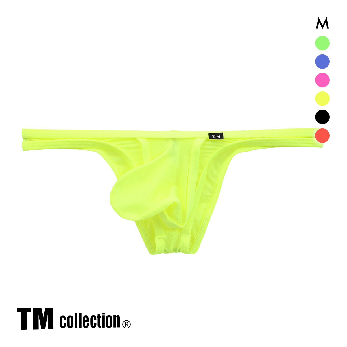 ティーエム コレクション Clearskin MAX Bulge カップぷっくり ビキニ M 透け メンズ バルジ ハーフバック ブリーフ セクシー 前閉じ(YE-イエロー-M)