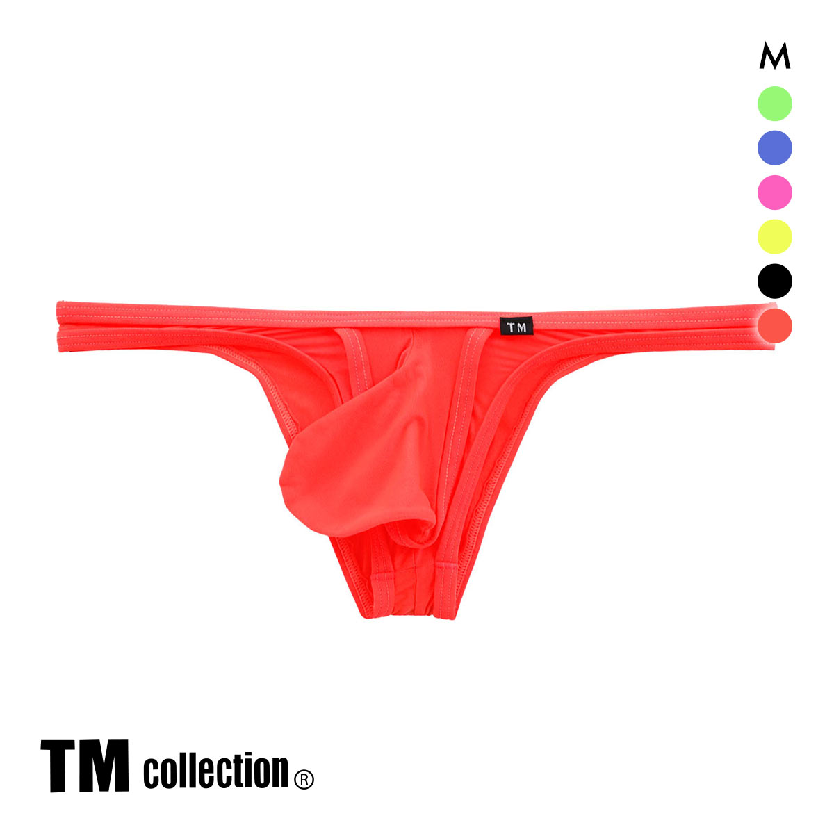 ティーエム コレクション Clearskin MAX Bulge カップぷっくり ビキニ M 透け メンズ バルジ ハーフバック ブリーフ セクシー 前閉じ(RE-レッド-M)