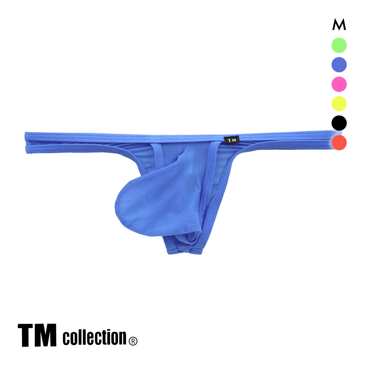 ティーエム コレクション Clearskin MAX Bulge カップぷっくり Tバック ビキニ M 透け メンズ バルジ セクシー 前閉じ TM collection(BU-ブルー-M)