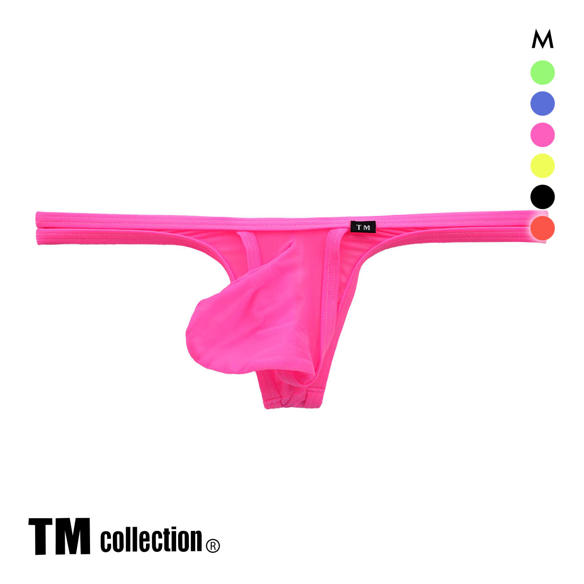 ティーエム コレクション Clearskin MAX Bulge カップぷっくり Tバック ビキニ M 透け メンズ バルジ セクシー 前閉じ TM collection(PI-ピンク-M)