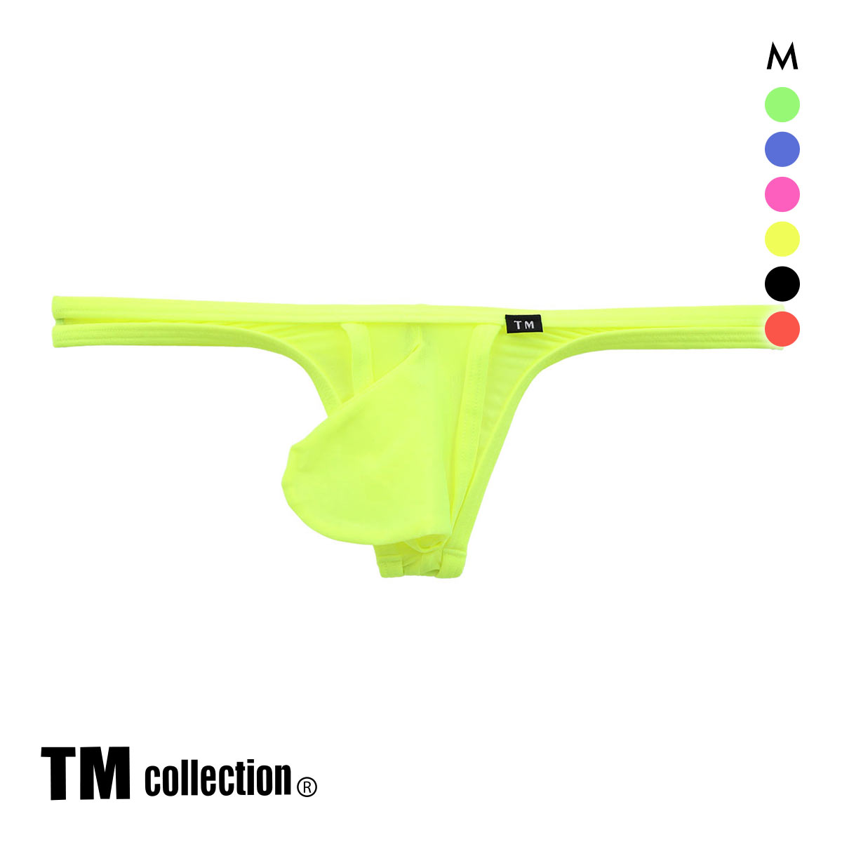 ティーエム コレクション Clearskin MAX Bulge カップぷっくり Tバック ビキニ M 透け メンズ バルジ セクシー 前閉じ TM collection(YE-イエロー-M)