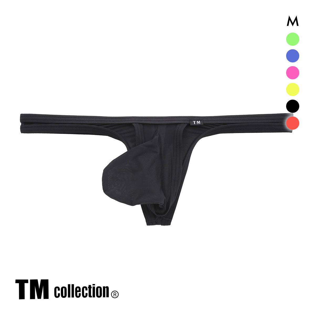 ティーエム コレクション Clearskin MAX Bulge カップぷっくり Tバック ビキニ M 透け メンズ バルジ セクシー 前閉じ TM collection(BK-ブラック-M)