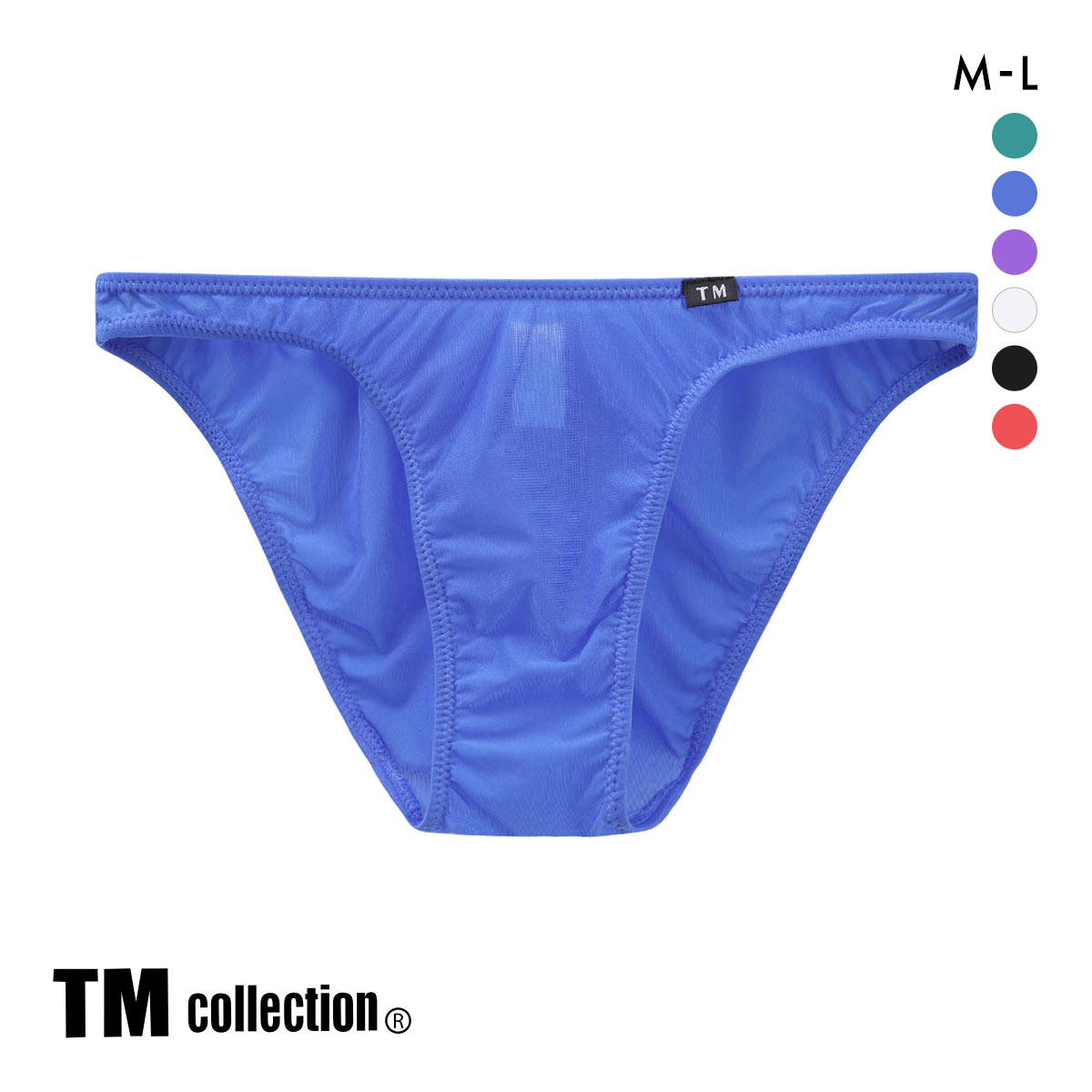 ティーエム コレクション Clearskin ハギナシ Standard fit フルバック M L 透け メンズ ビキニ ブリーフ セクシー 前閉じ(BU-ブルー-M)