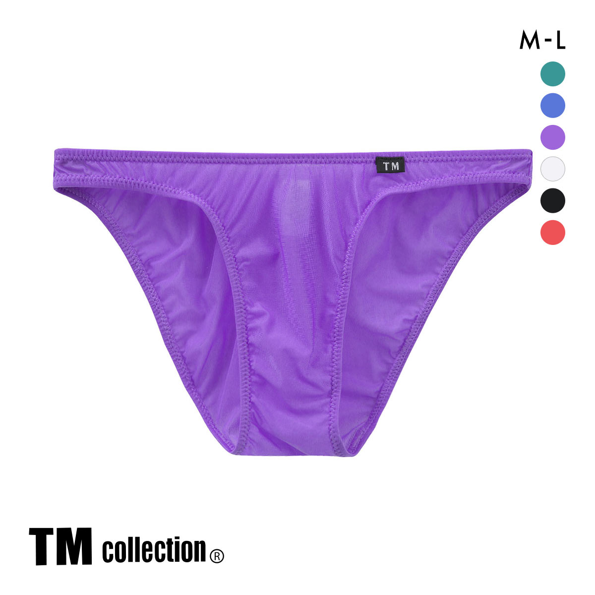 ティーエム コレクション Clearskin ハギナシ Standard fit フルバック M L 透け メンズ ビキニ ブリーフ セクシー 前閉じ(PU-パープル-M)