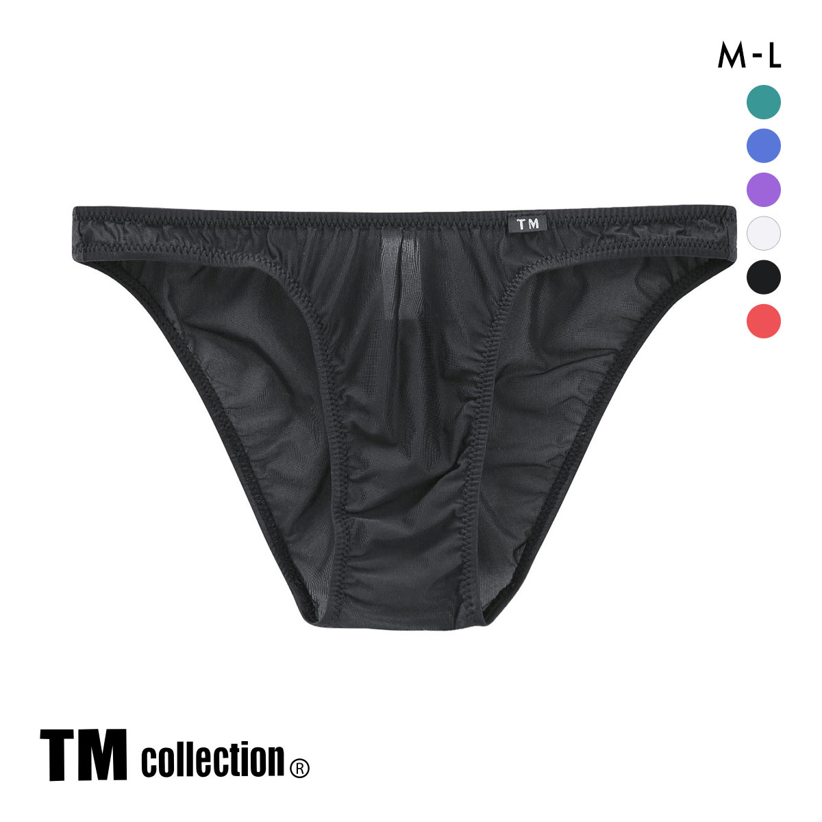 ティーエム コレクション Clearskin ハギナシ Standard fit フルバック M L 透け メンズ ビキニ ブリーフ セクシー 前閉じ(BK-ブラック-M)