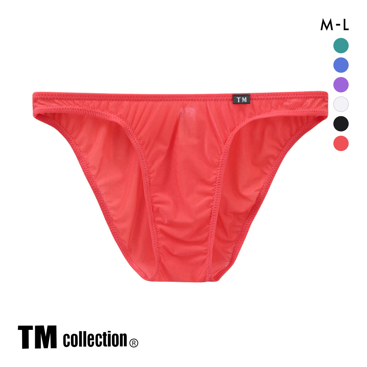 ティーエム コレクション Clearskin ハギナシ Standard fit フルバック M L 透け メンズ ビキニ ブリーフ セクシー 前閉じ(RE-レッド-M)