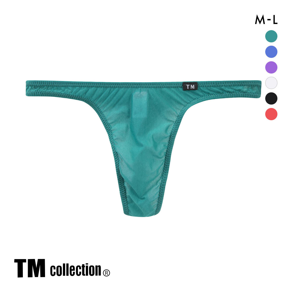 ティーエム コレクション Clearskin ハギナシ Standard fit Tバック M L 透け メンズ ビキニ ブリーフ セクシー 前閉じ TM collection(GR-グリーン-M)