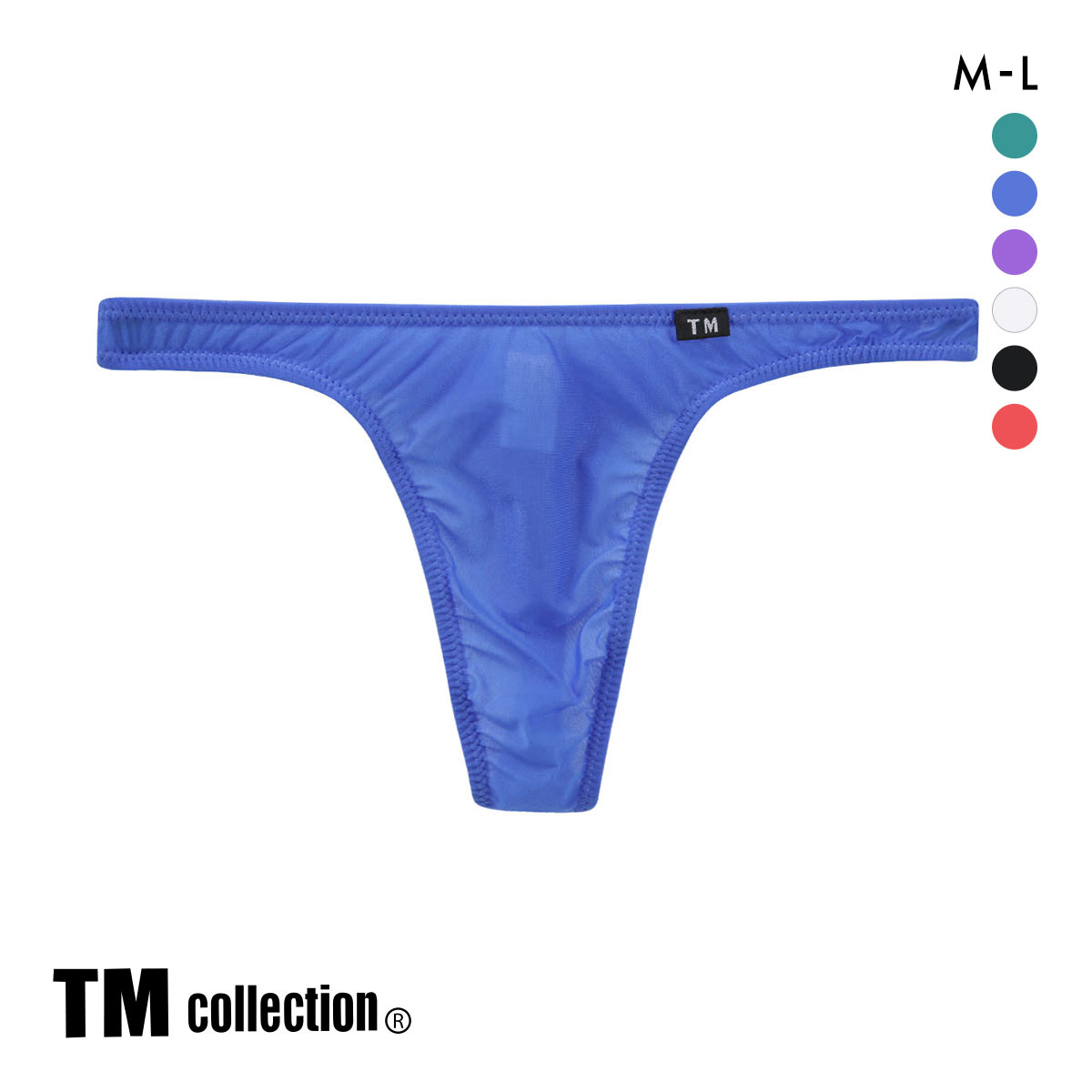 ティーエム コレクション Clearskin ハギナシ Standard fit Tバック M L 透け メンズ ビキニ ブリーフ セクシー 前閉じ TM collection(BU-ブルー-M)