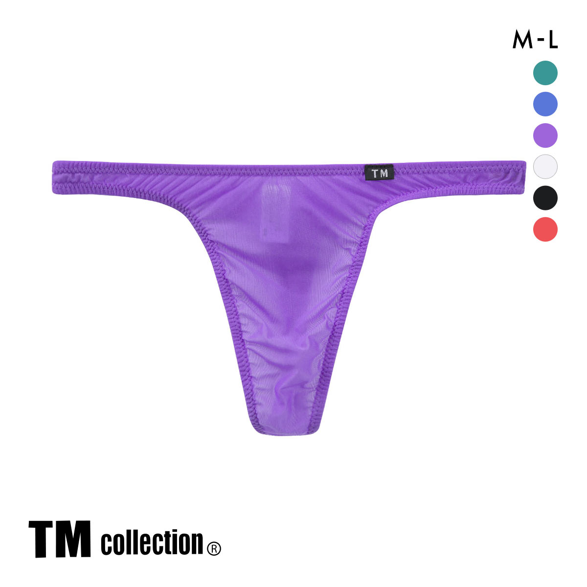 ティーエム コレクション Clearskin ハギナシ Standard fit Tバック M L 透け メンズ ビキニ ブリーフ セクシー 前閉じ TM collection(PU-パープル-M)