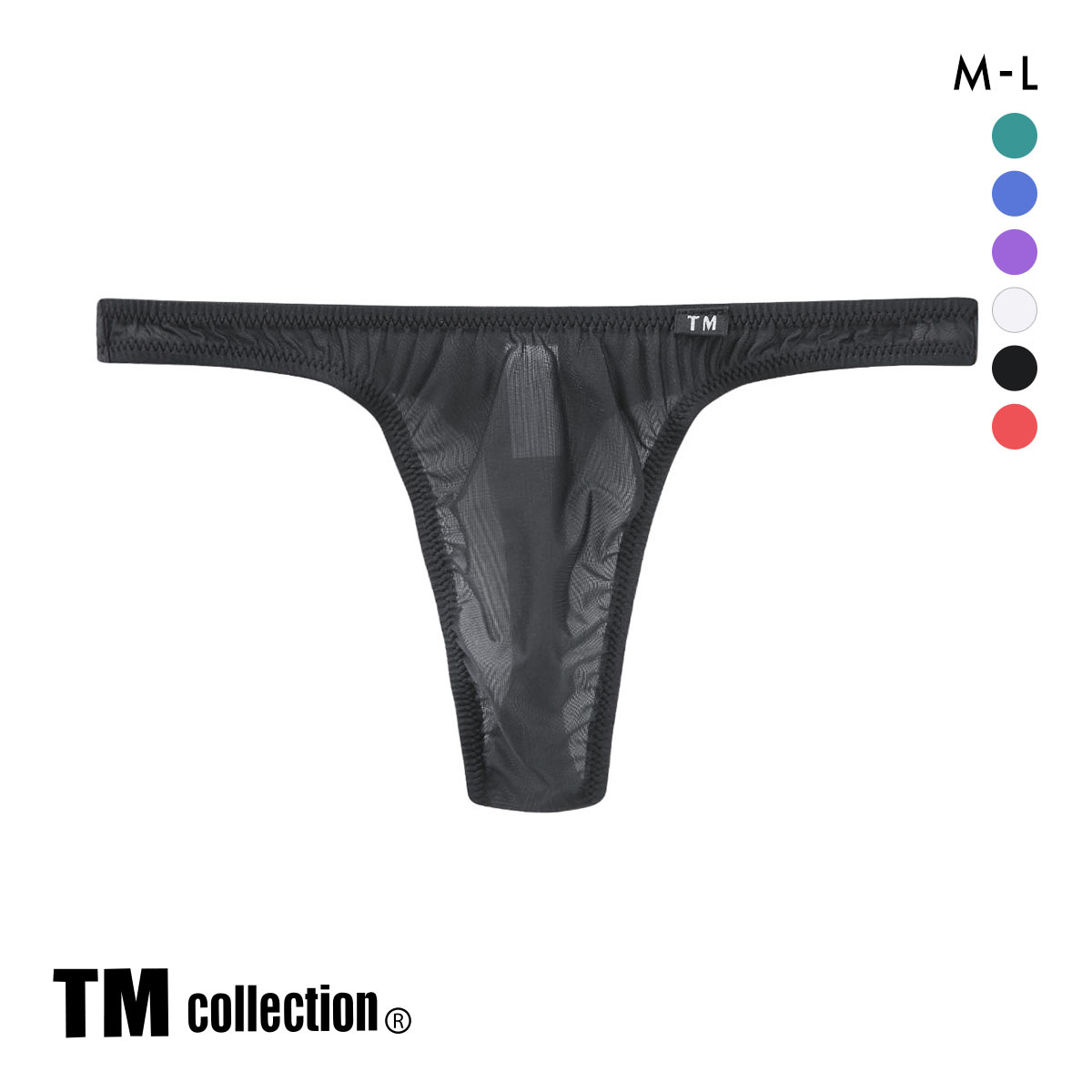 ティーエム コレクション Clearskin ハギナシ Standard fit Tバック M L 透け メンズ ビキニ ブリーフ セクシー 前閉じ TM collection(BK-ブラック-M)