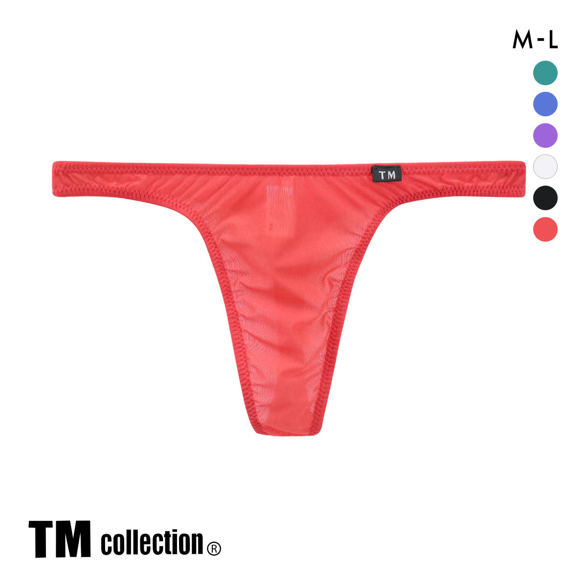 ティーエム コレクション Clearskin ハギナシ Standard fit Tバック M L 透け メンズ ビキニ ブリーフ セクシー 前閉じ TM collection(RE-レッド-M)