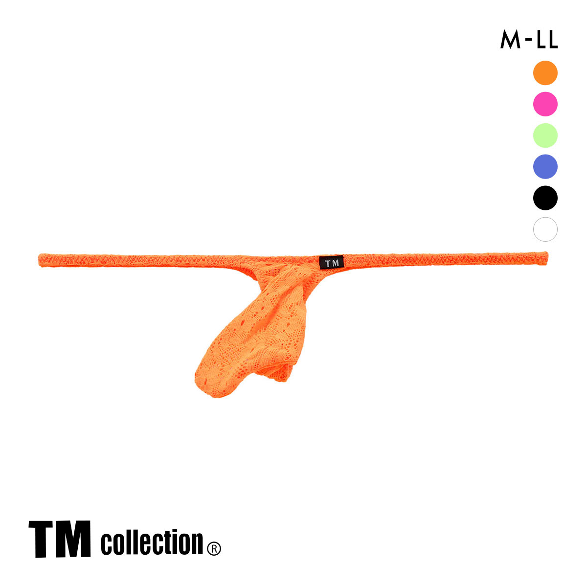 ティーエム コレクション Soft woolly lace JUST IMPACT Tバック ビキニ M L LL 総レース メンズ 日本製 TM collection(OR-オレンジ-M)