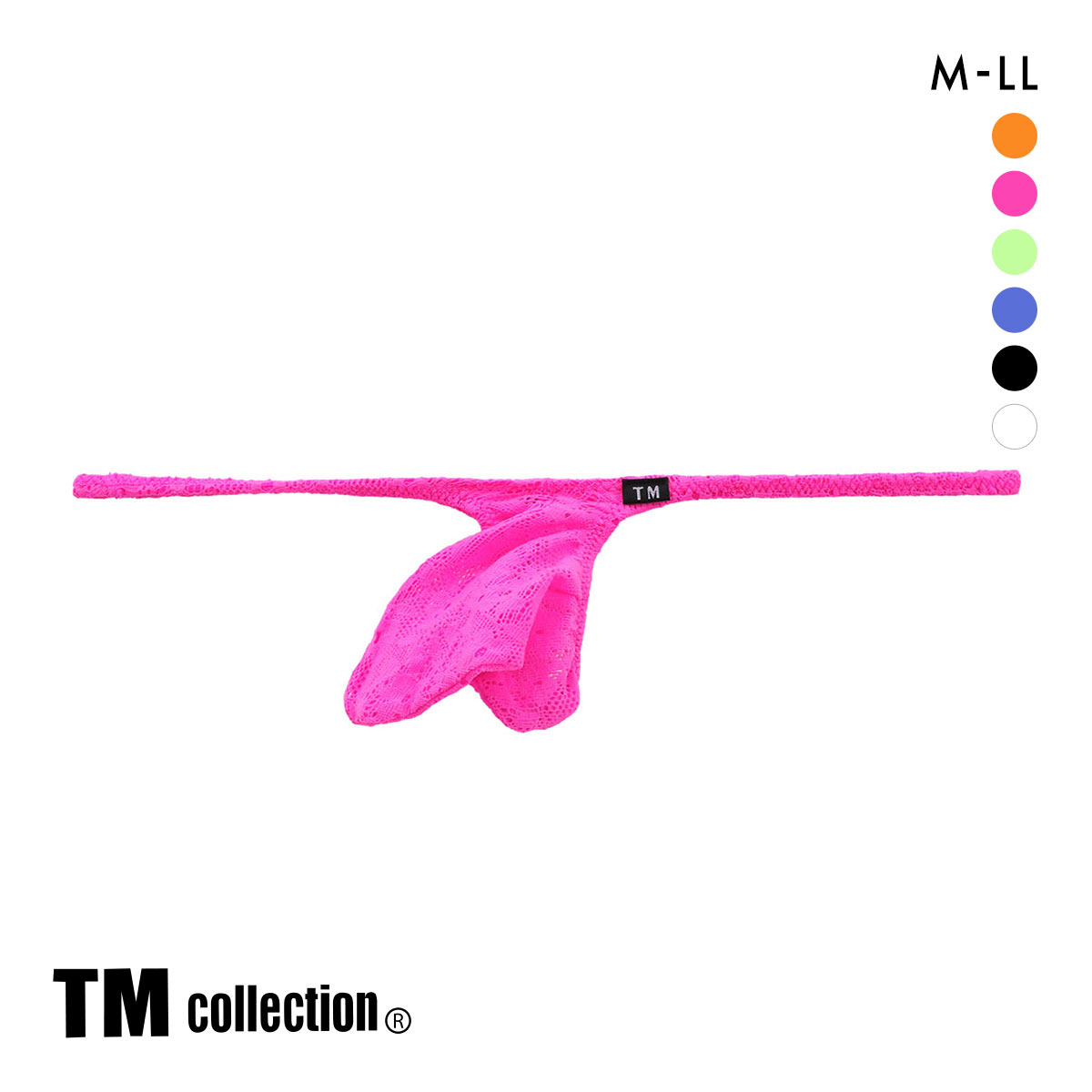 ティーエム コレクション Soft woolly lace JUST IMPACT Tバック ビキニ M L LL 総レース メンズ 日本製 TM collection(PI-ピンク-M)