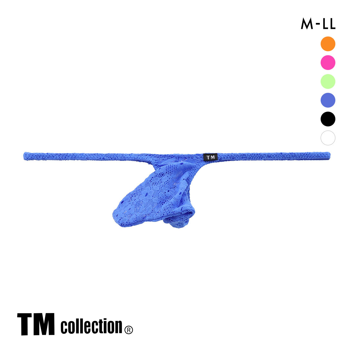 ティーエム コレクション Soft woolly lace JUST IMPACT Tバック ビキニ M L LL 総レース メンズ 日本製 TM collection(BU-ブルー-M)