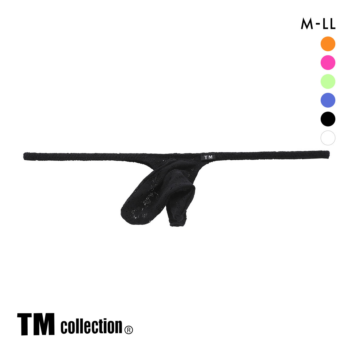 ティーエム コレクション Soft woolly lace JUST IMPACT Tバック ビキニ M L LL 総レース メンズ 日本製 TM collection(BK-ブラック-M)