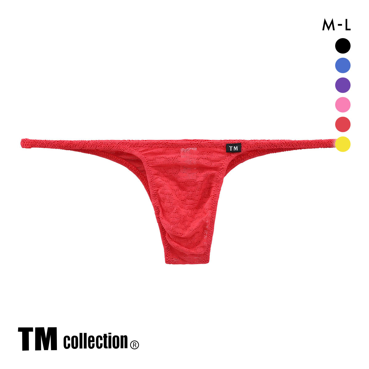 ティーエム コレクション Soft woolly lace ハギナシシャープ ハーフバック ML メンズ 前とじ ビキニ 日本製 TM collection(RE-レッド-M)
