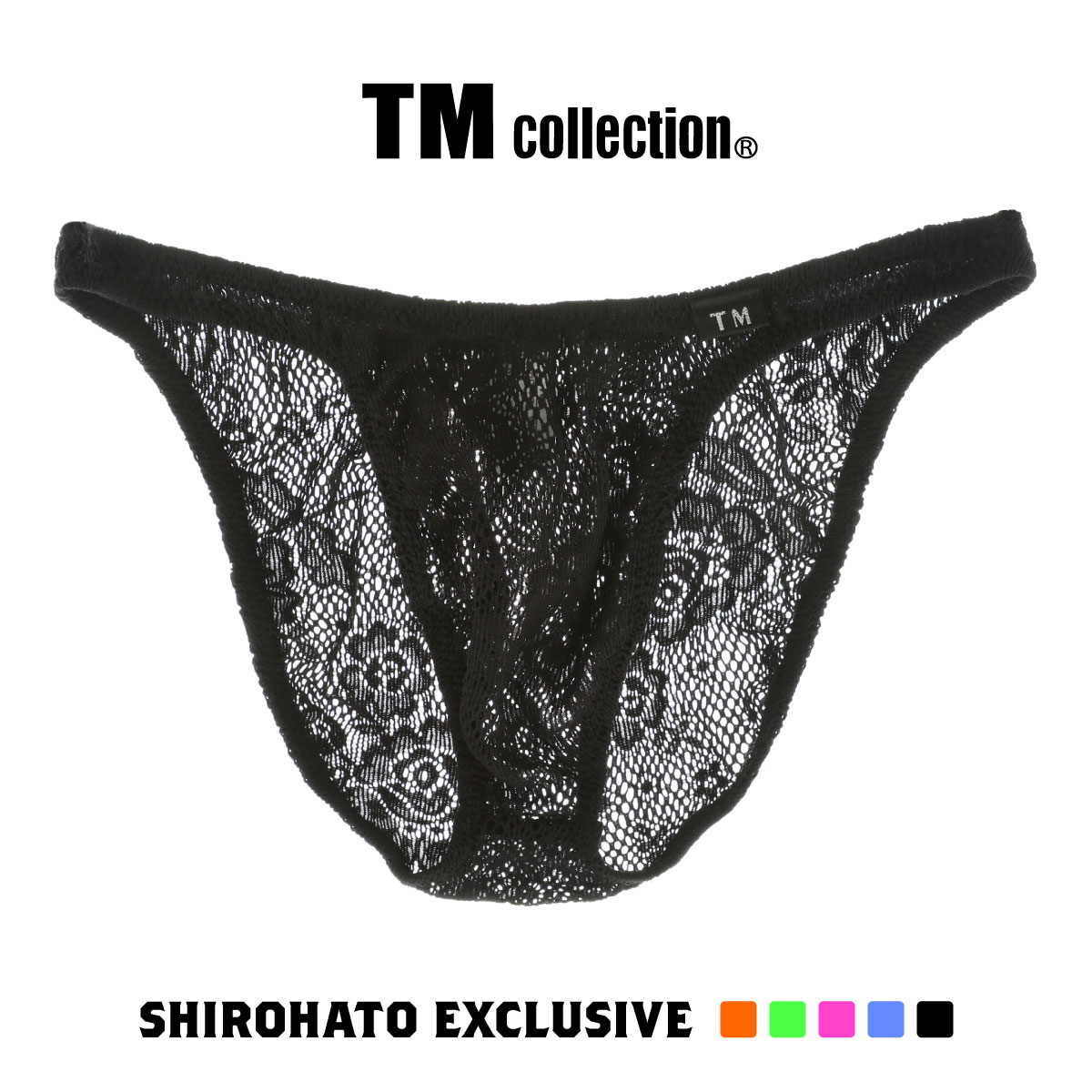 ティーエム コレクション TM collection × SHIROHATO コラボ ウーリーレース 股下細め ハーフバック ビキニ M L LL(BK-ブラック-M)