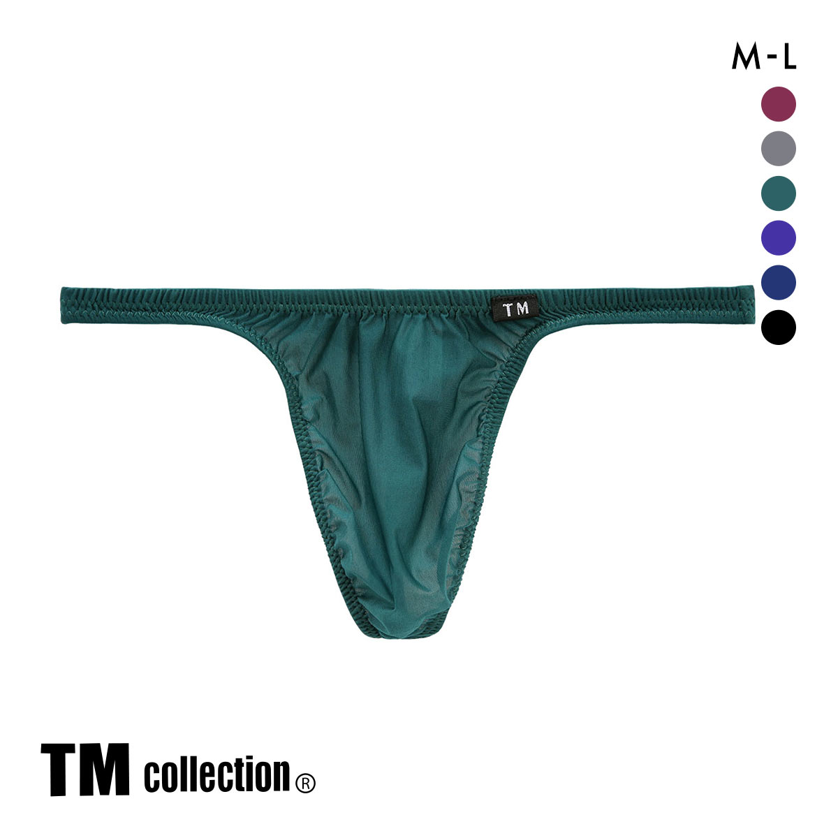 ティーエム コレクション Clearskin 股下細め DARK Tバック メンズ ビキニ 日本製 TM collection(GR-グリーン-M)