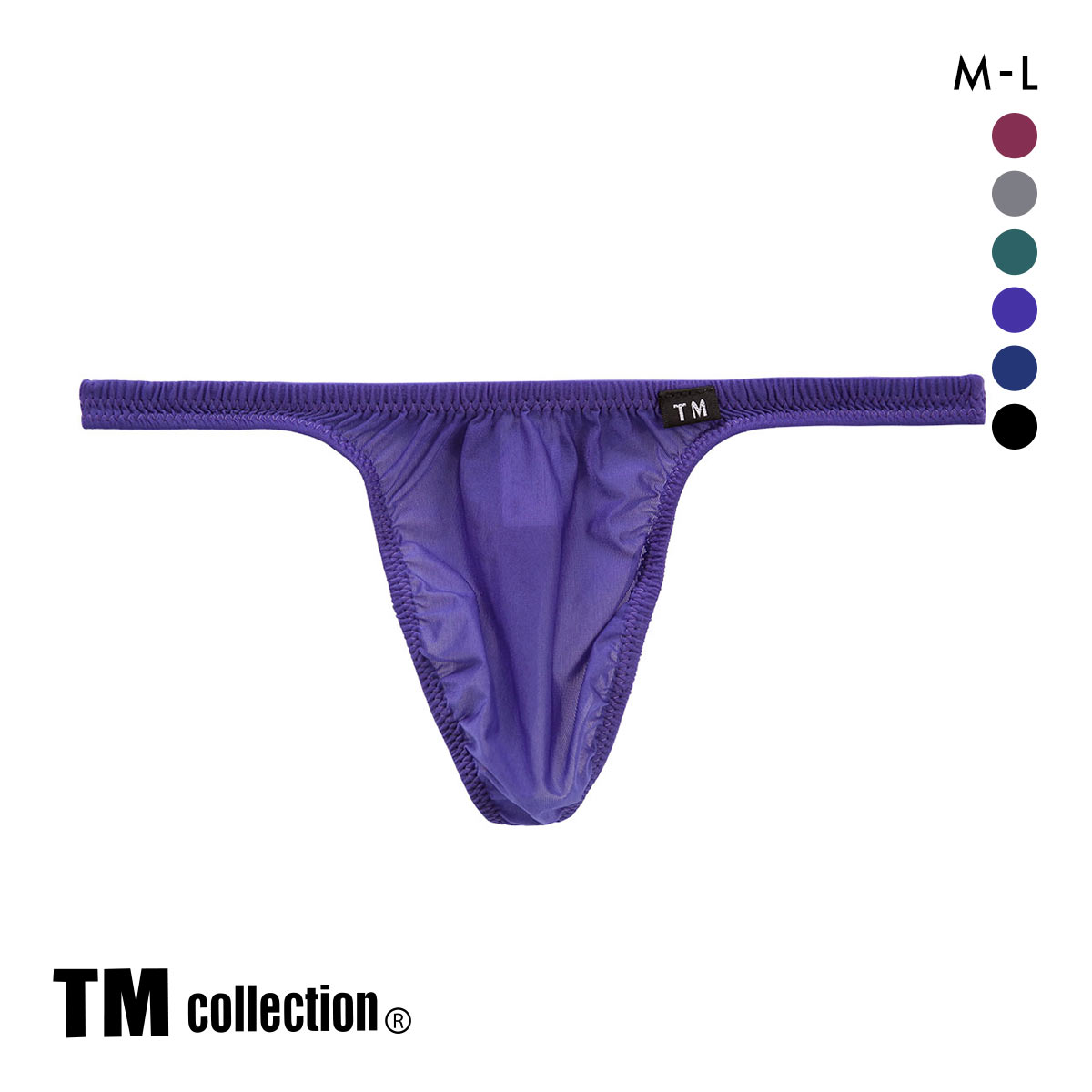 ティーエム コレクション Clearskin 股下細め DARK Tバック メンズ ビキニ 日本製 TM collection(PU-パープル-M)