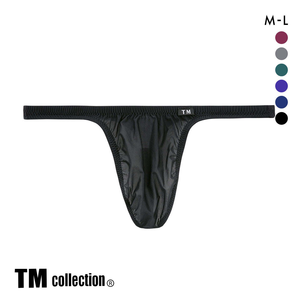 ティーエム コレクション Clearskin 股下細め DARK Tバック メンズ ビキニ 日本製 TM collection(BK-ブラック-M)