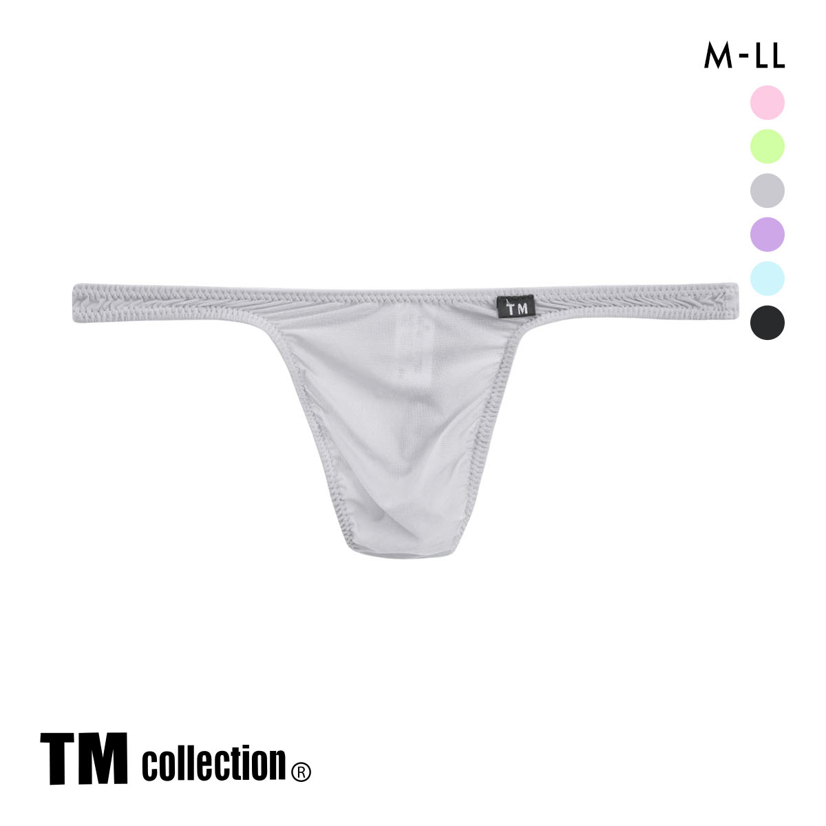 ティーエム コレクション Clearskin STANDARD M L LL Tバック 透け メンズ セクシー 前閉じ(GY-グレー-M)