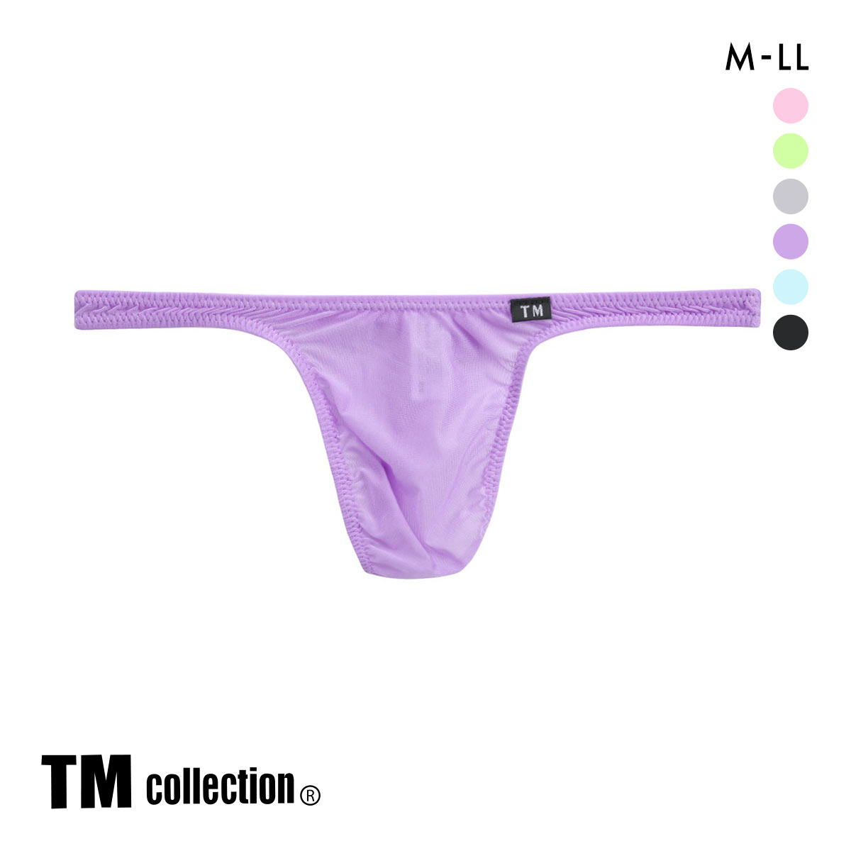 ティーエム コレクション Clearskin STANDARD M L LL Tバック 透け メンズ セクシー 前閉じ(PU-パープル-M)