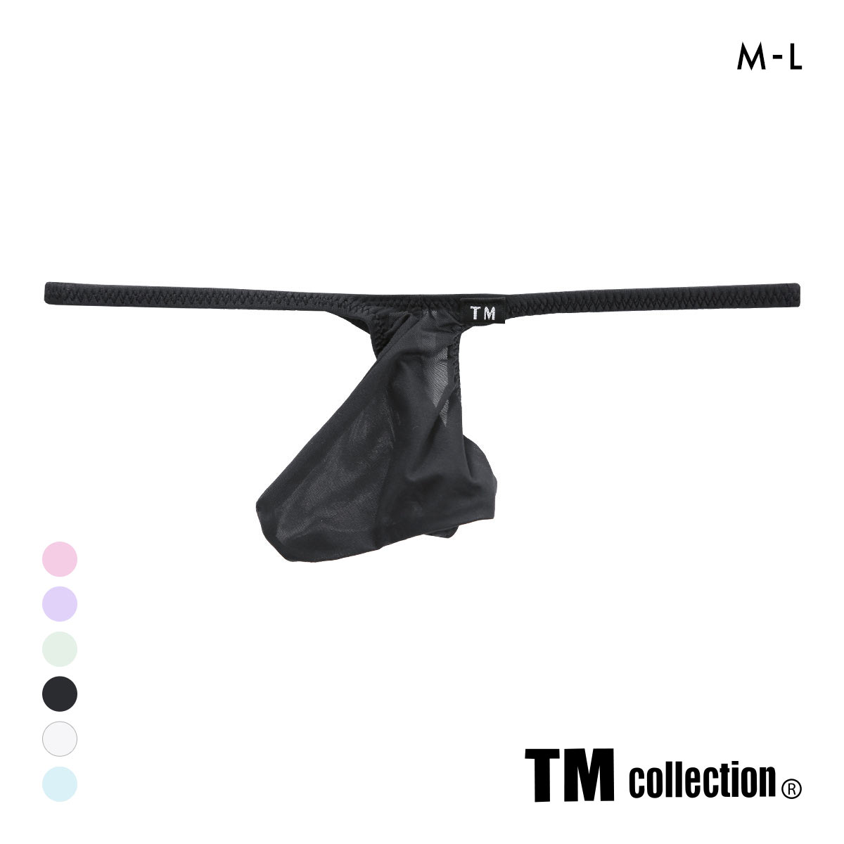 ティーエム コレクション Clearskin JUST IMPACT TB ⅡTバック M L LL 透け メンズ ビキニ ブリーフ セクシー 前閉じ TM collection(BK-ブラック-M)