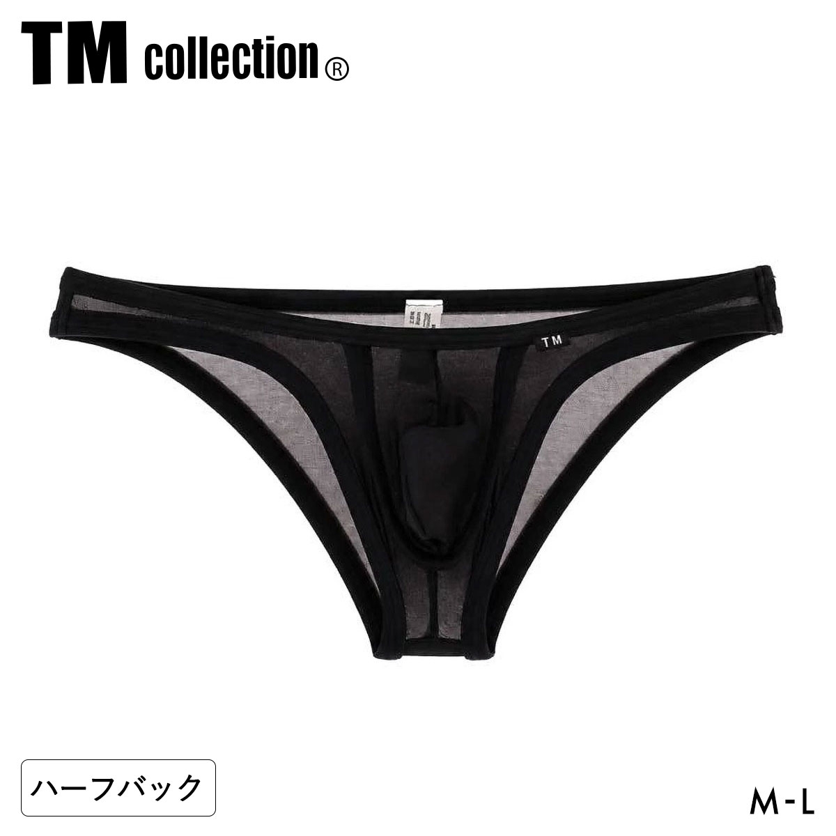 ティーエム コレクション NewT2M2 compact カップぷっくり HB BIKINI ハーフバックビキニ メンズ 日本製(BK-ブラック-M)