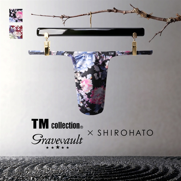 Tバック TM collection×Gravevault×SHIROHATO コラボ PEONY FLOWER ハギなしシャープ ビキニ メンズ下着 パンツ 日本製