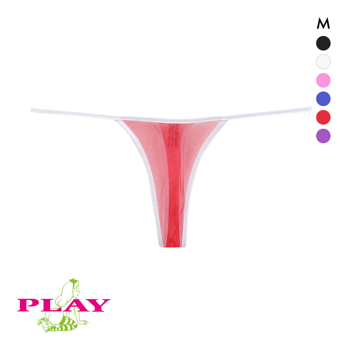 ターキー TURKEY Ladys PLAY ホワイトバインダー ハーフシースルー　Tバック(RE-レッド-M)