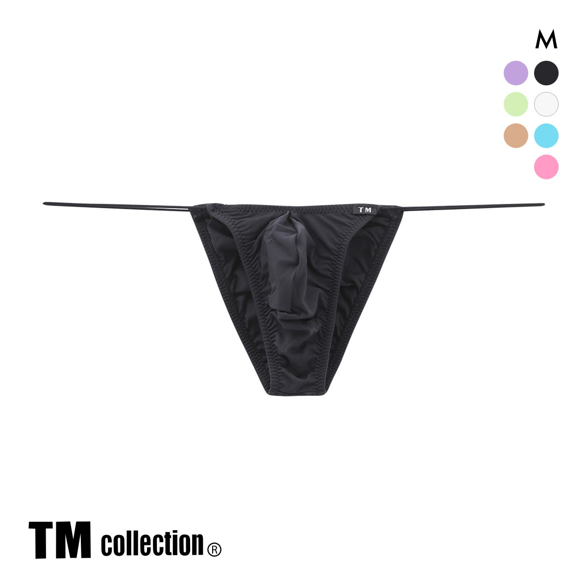 ティーエム コレクション GMF 極細丸ゴム Vカット ハーフバック HB TM collection サイドストラップ HB(BK-ブラック-M)