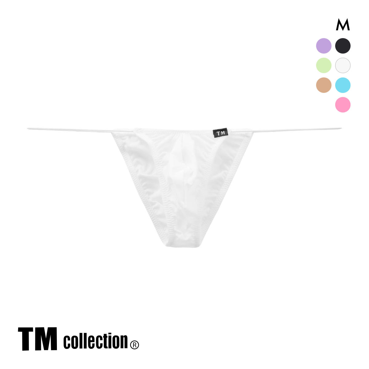 ティーエム コレクション GMF 極細丸ゴム Vカット ハーフバック HB TM collection サイドストラップ HB(WH-ホワイト-M)