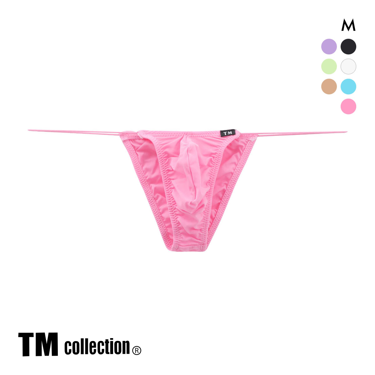 ティーエム コレクション GMF 極細丸ゴム Vカット ハーフバック HB TM collection サイドストラップ HB(PI-ピンク-M)
