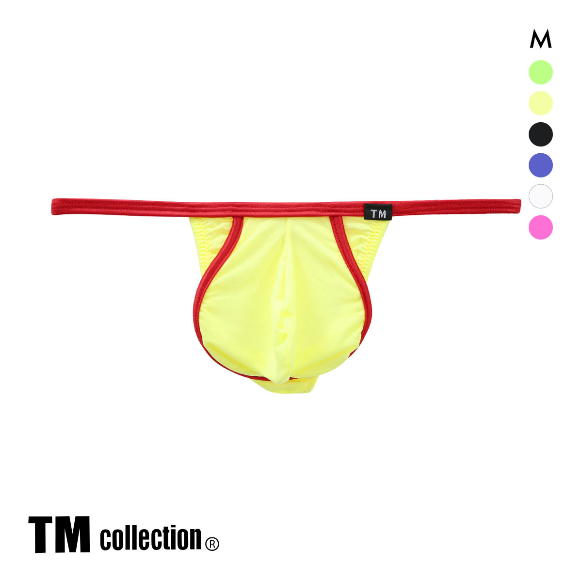 ティーエム コレクション STRIKESKIN×WET Hammer Accent Tバック M もっこり メンズ 前とじ ビキニ 日本製 TM collection(YE-イエロー-M)