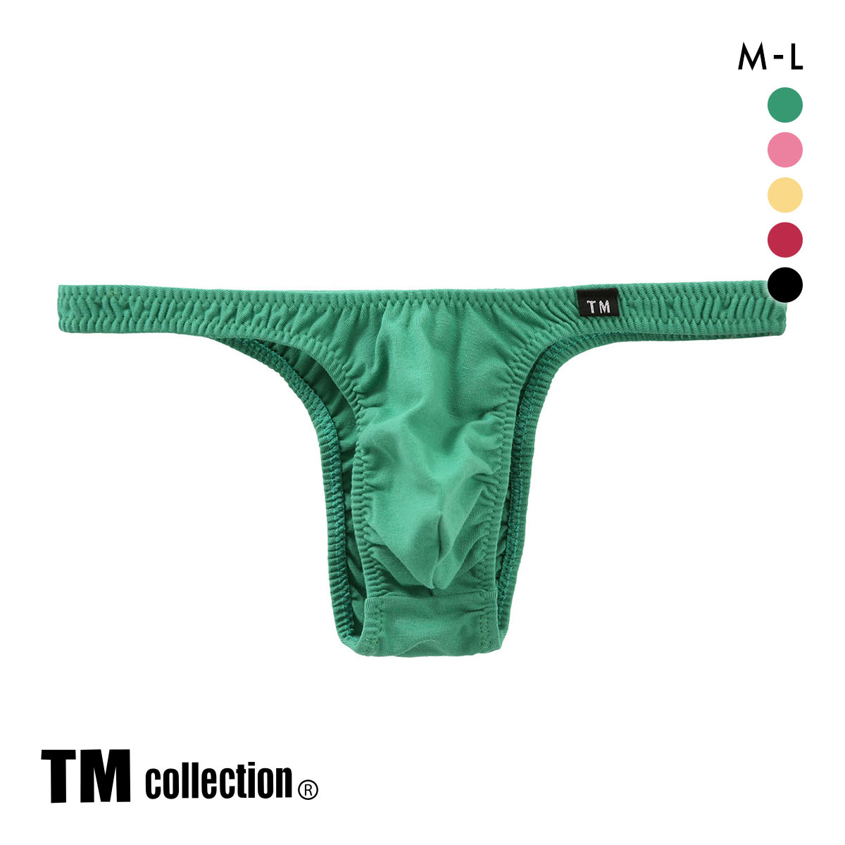 ティーエム コレクション コットンベア天 ツノ型シャープ ハーフバック ML もっこり メンズ 前とじ ビキニ 日本製 TM collection(GR-グリーン-M)